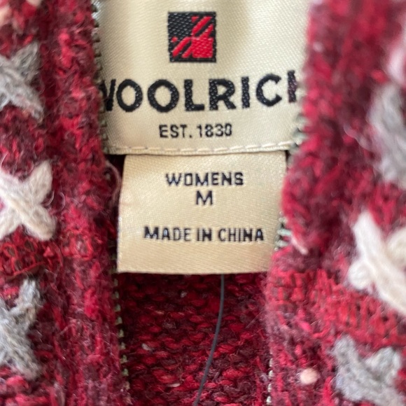 Woolrich Wool Blend Sweater 1/4 Zip Deep Ruby Heather Pullover Medium NWT - Picture 7 of 10